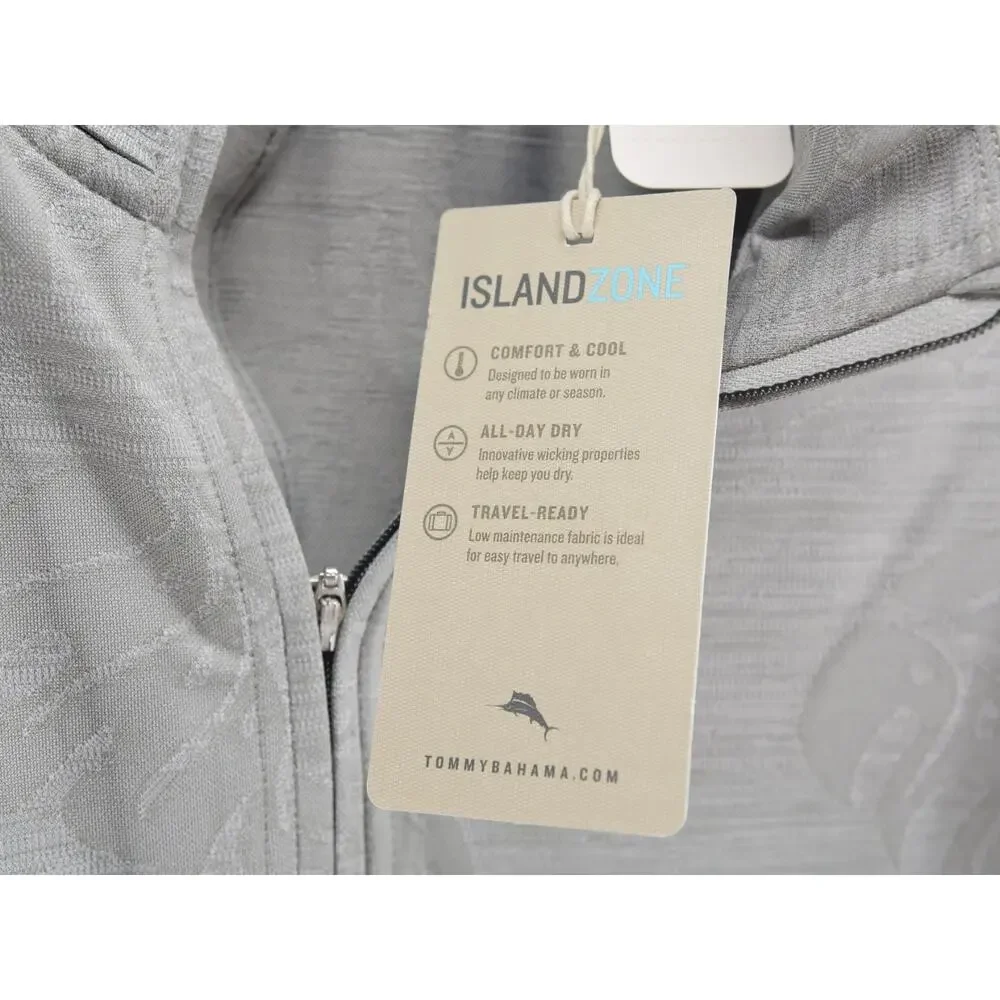 NWT Tommy Bahama Men 3XLBMonstera Fade IslandZone 1/2Zip Pullover Ultimate Gray